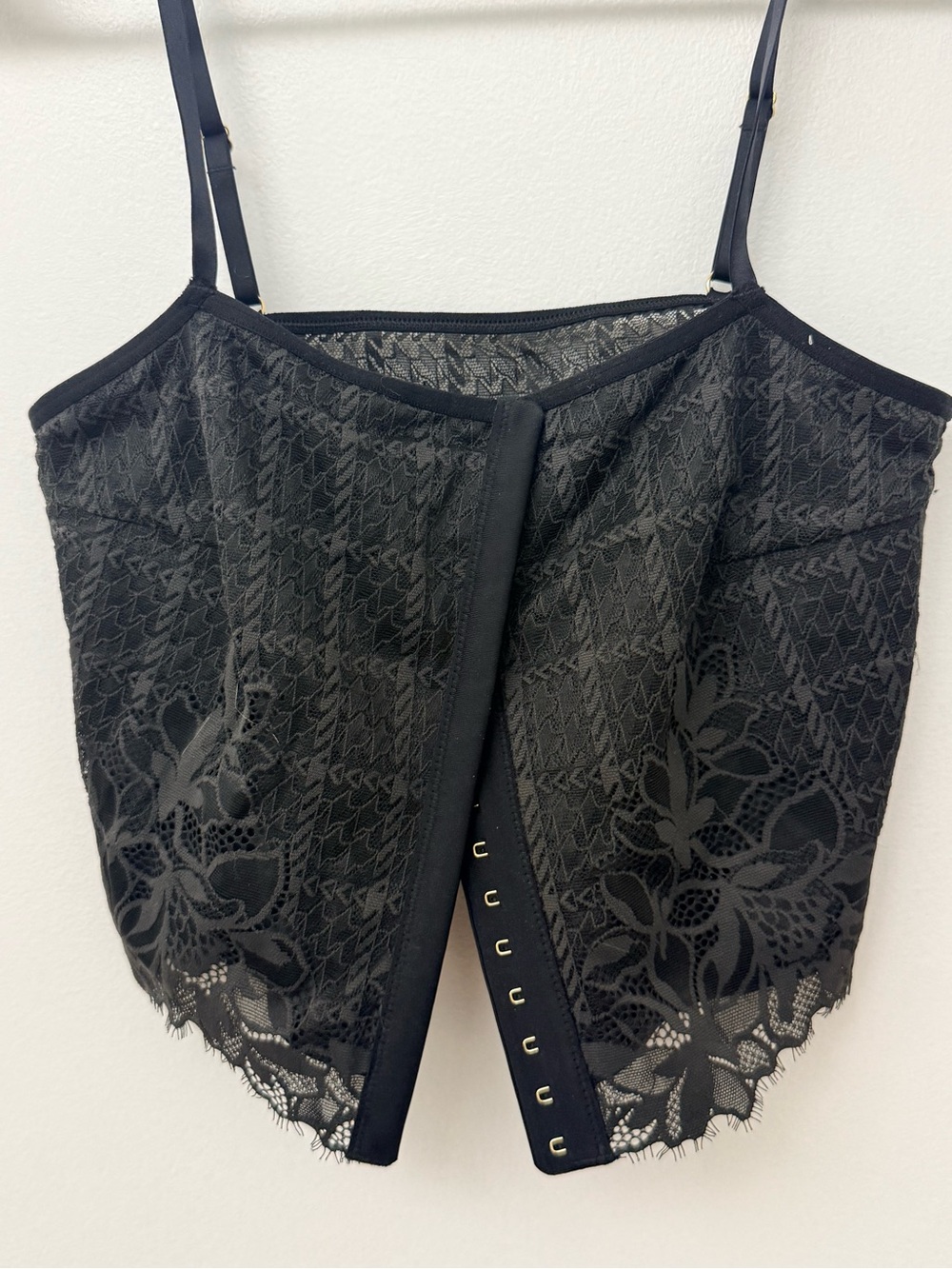aerie Black Lace Bustier Camisole with Hook Front